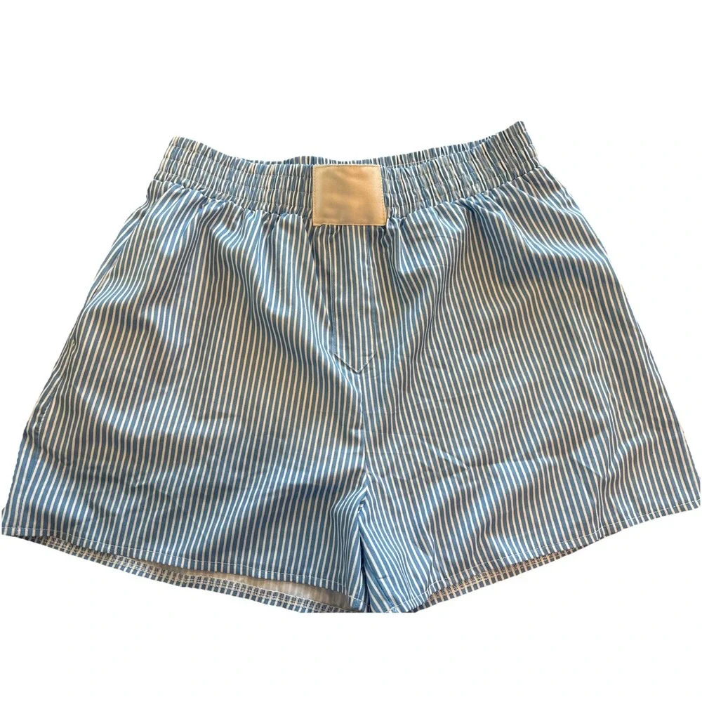Boxer Shorts Blue & White Striped‎ Women's Size Medium